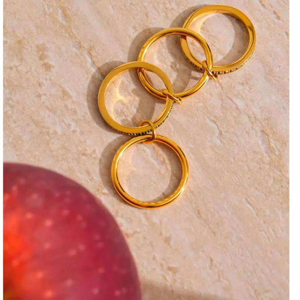 Layered Stacked Ring 18K Golden Plated Stainless Steel SIZE 8 - Picture 5 of 14